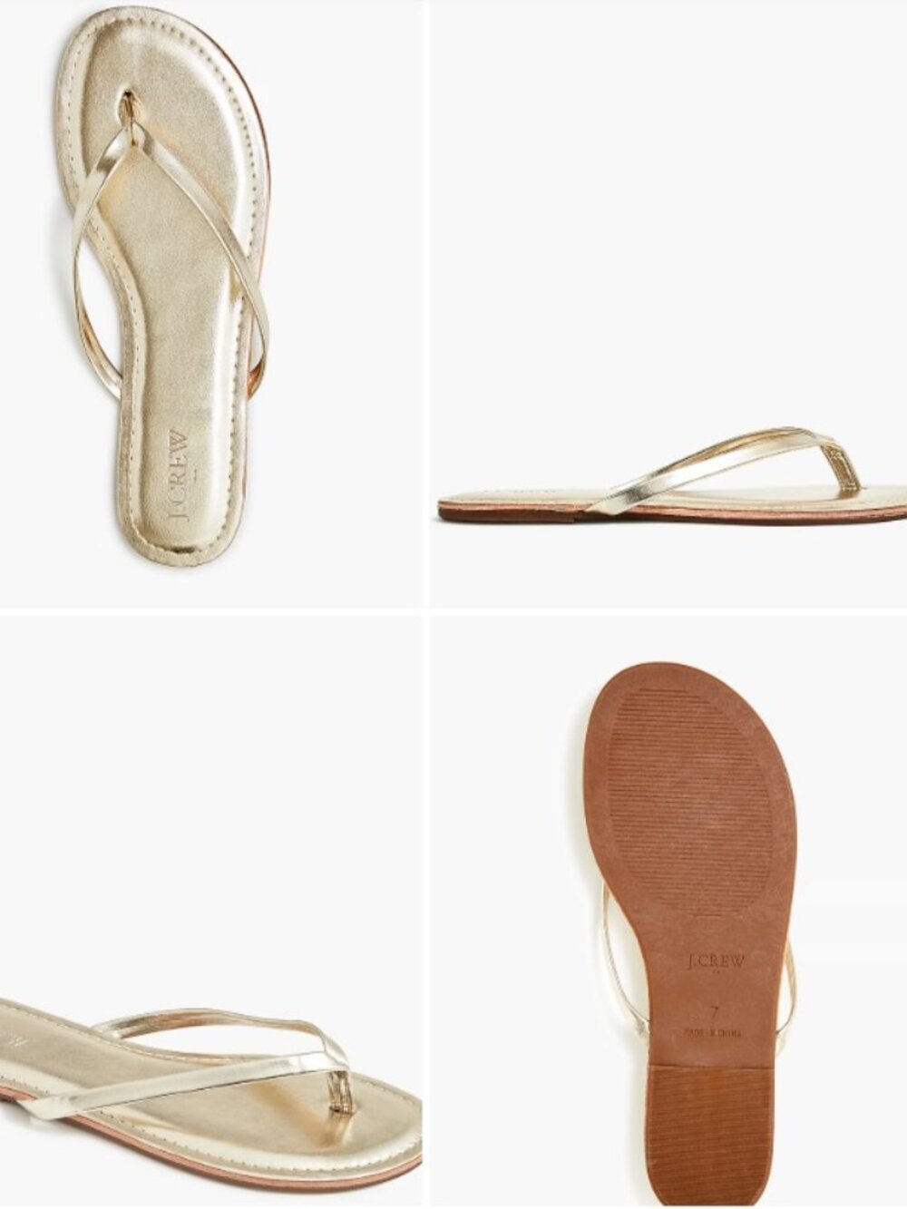 J. CREW Factory Easy Summer Flip-Flops Metallic Rose Gold Size 10 NEW